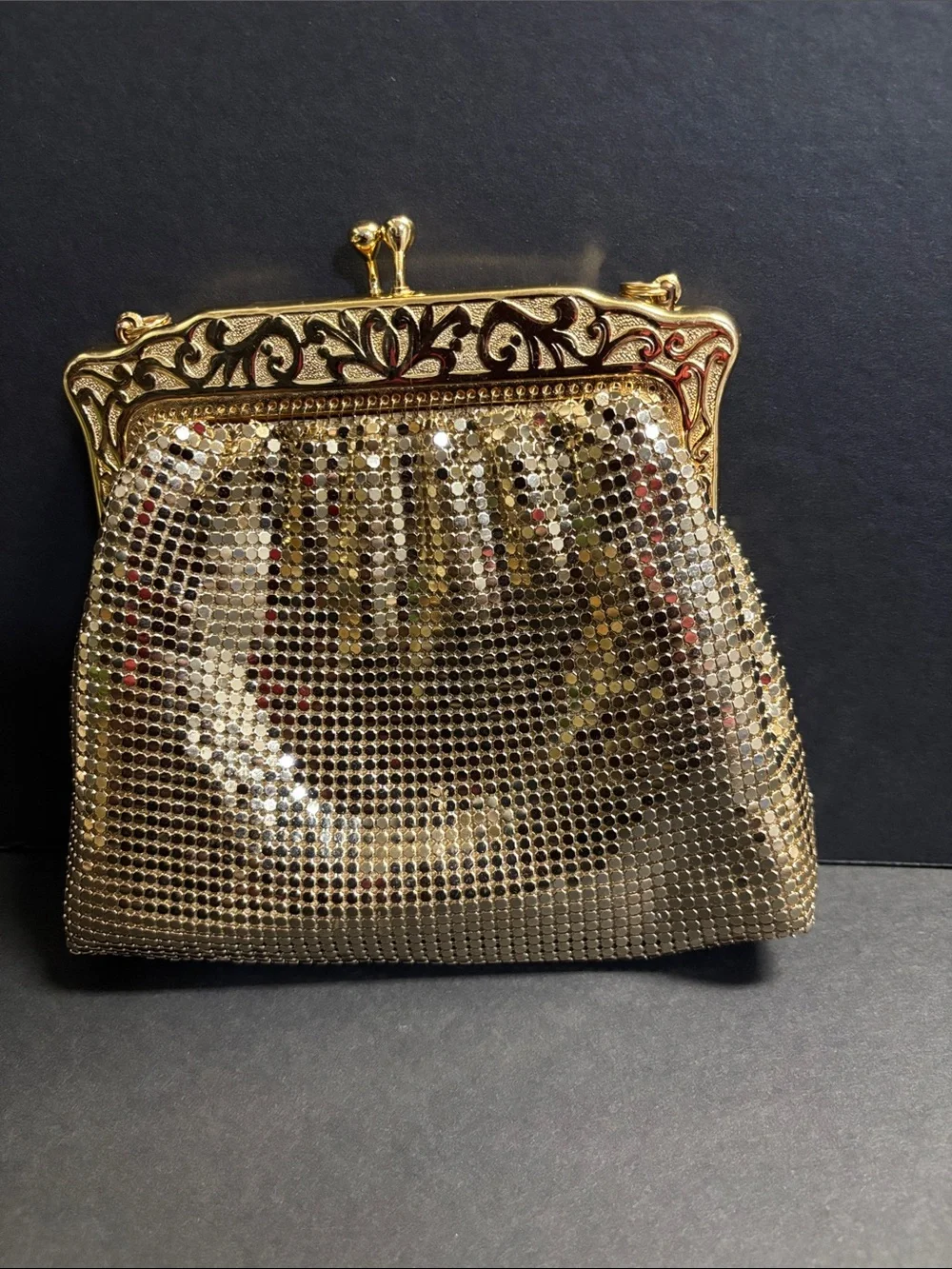 Gold Metallic Mesh Evening Clutch - Andre’ Cellini